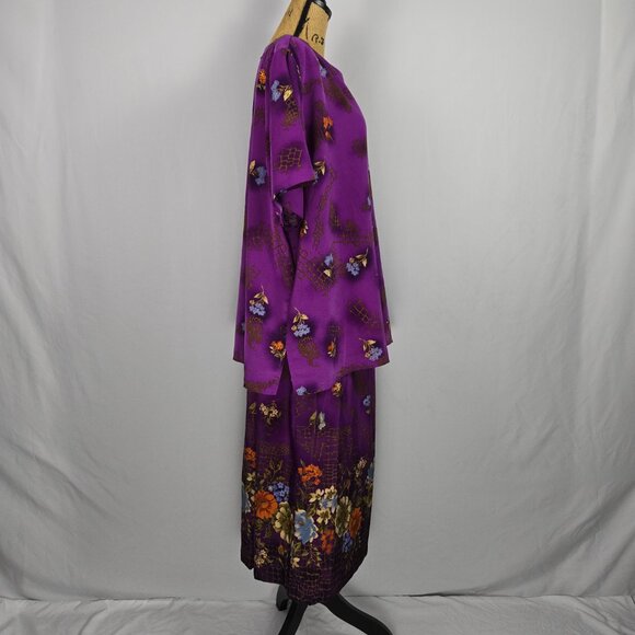 Vintage Maggie Sweet‎ Jubilee Two Piece Set Purple Floral Skirt & Top 2X 3X - Picture 3 of 14